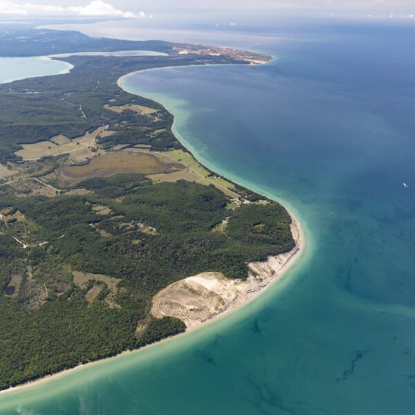 Aerial of Great Lakes coastline