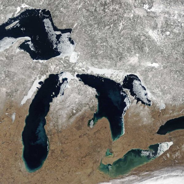 Satellite view of the Great Lakes