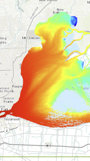 Data visualization of the Huron Erie Corridor Oil Spill Model