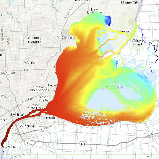 Data visualization of the Huron Erie Corridor Oil Spill Model