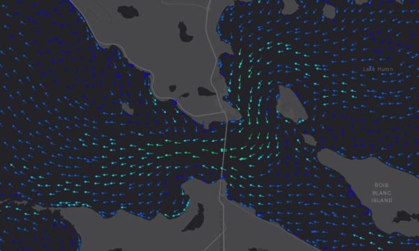 Data visualizations of the water currents through the straights of mackinac
