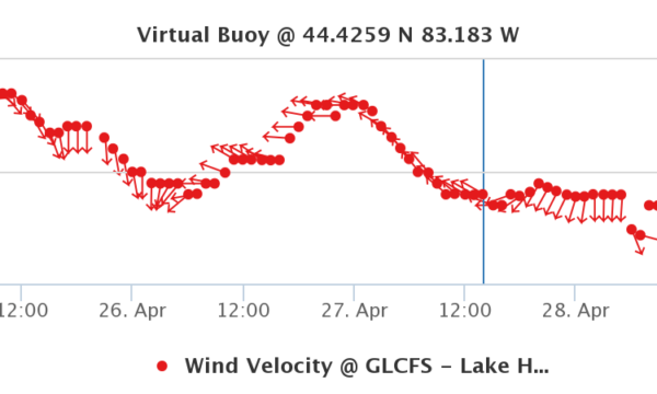 Wind welocity graph at a virtual buoy