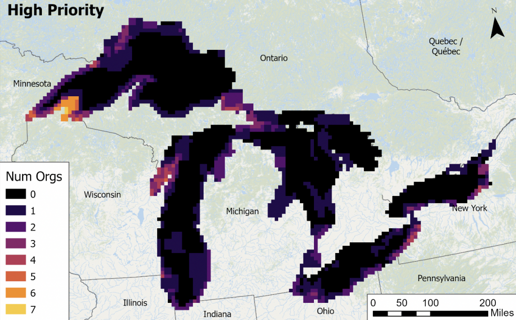 A map of the Great Lakes