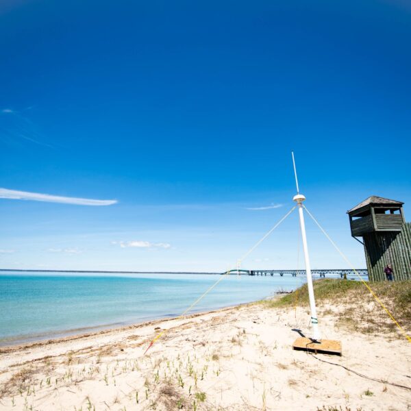 A test installation of a high-frequency radar unit in the Straits of Mackinac_PC Nathan Shaiyan, Michigan Technological University