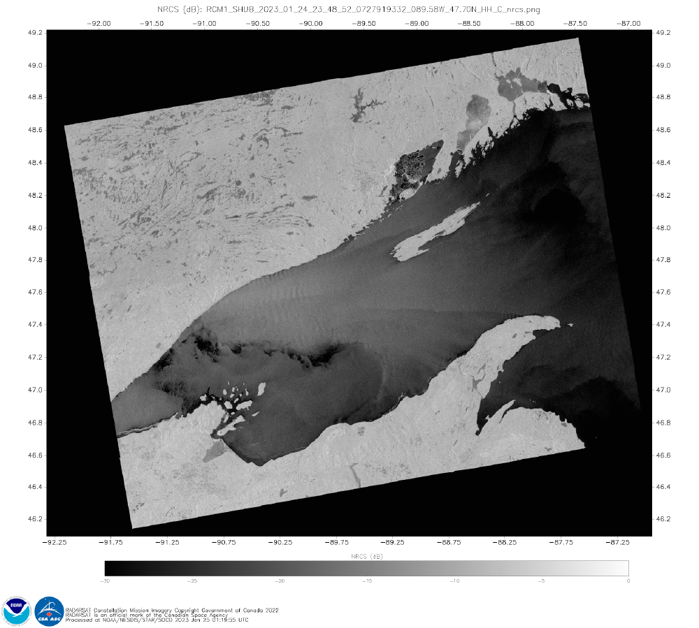 A satellite image of Lake Superior showing NRCS