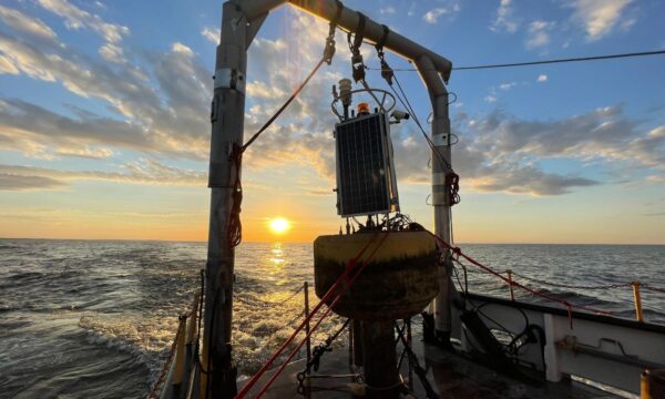 A sunlit Green Bay Buoy. Photo by Jessie Grow.